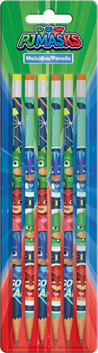 Σχολικό σετ 6 μολυβιών με γόμα Pj Masks